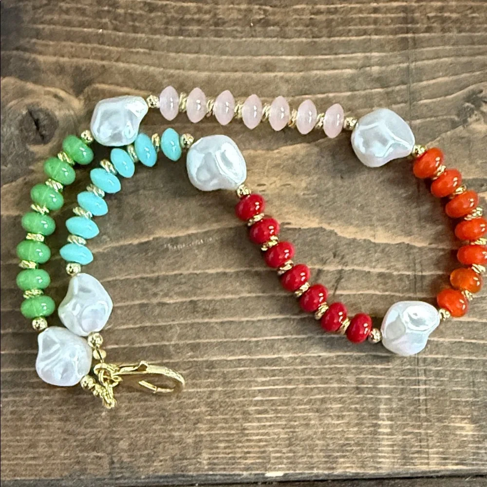 Boho Beaded Faux Pearl Accent Cell Phone Wristlet